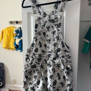 Gray Printed “crescent creepers” Overall shorts